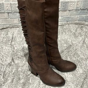 Brown knee high boots